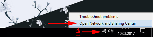 Wi-Fi network properties in Windows 10
