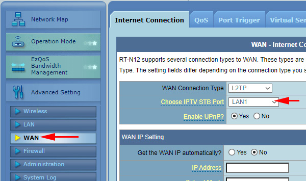 ASUS DSL-N10E: LAN port as a WAN port