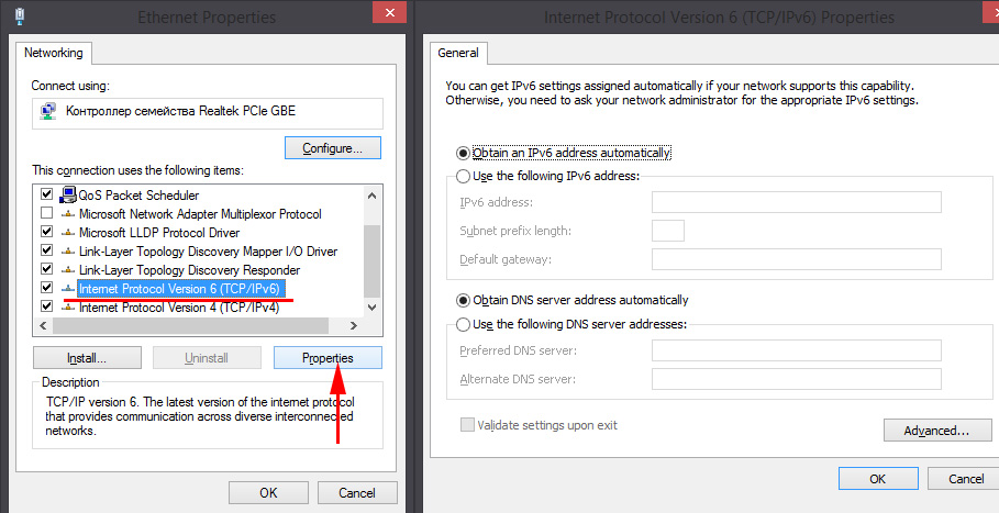 Configuring IP and DNS for TCP/IPv6