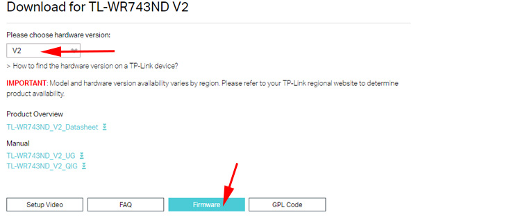 Downloading firmware for TP-Link TL-WR743ND