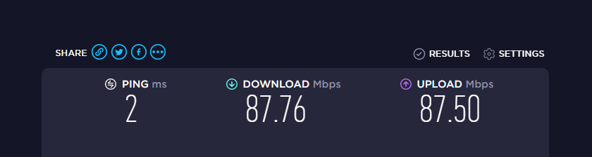 Connection speed via Mesh Wi-Fi system with Powerline support