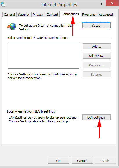 Network setup when ERR_CONNECTION_RESET error is corrected