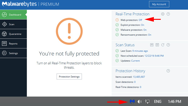 Suspending the antivirus