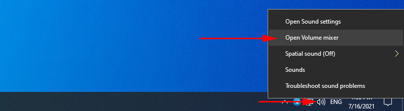 Volume Mixer in Windows 10